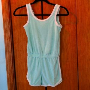 NWT Girls Size Medium Gap Teal And White Terry Romper